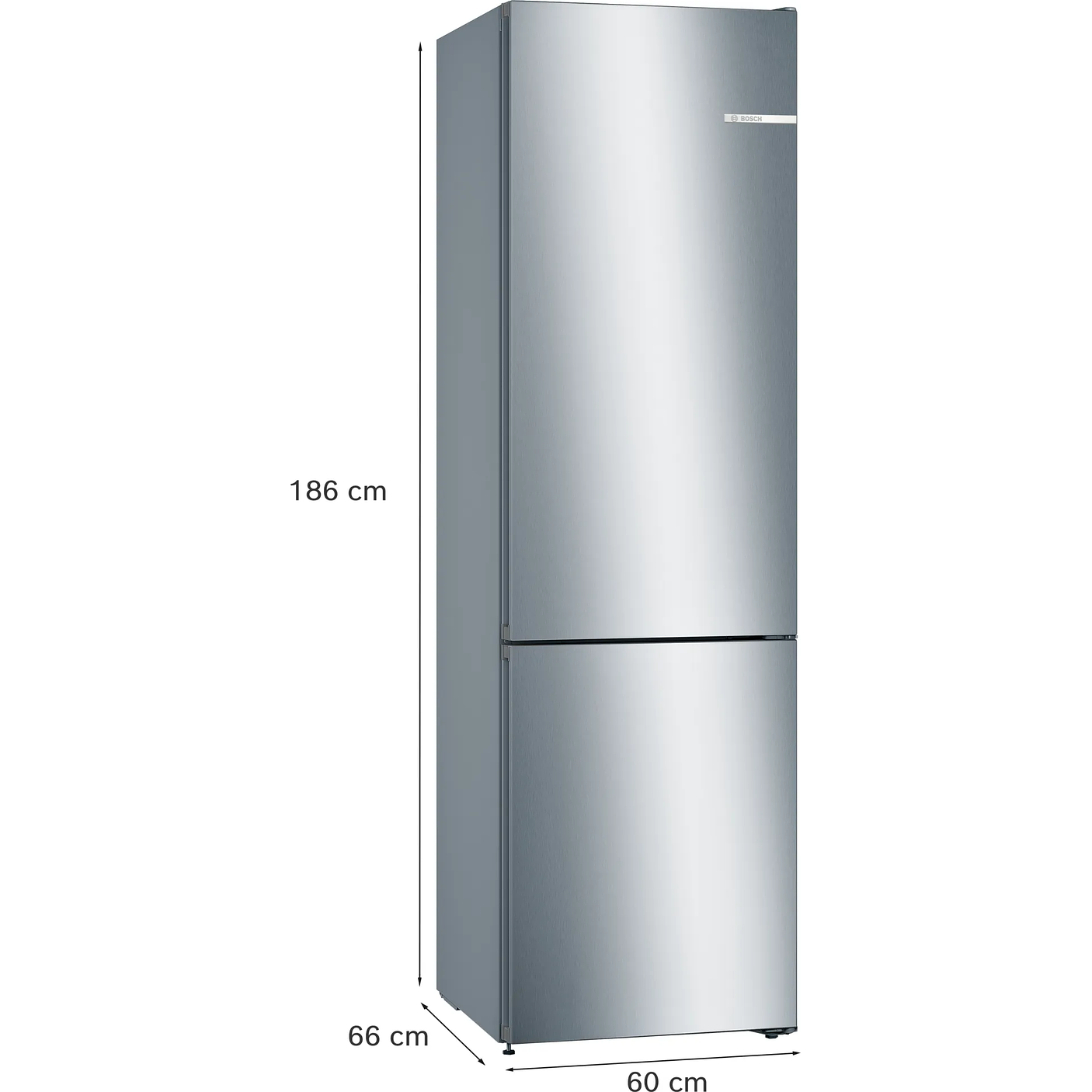 Serie 4 Frigorífico combinado de libre instalación 186 x 60 cm Acero antihuellas, Total NoFrost, Compresor inverter 9