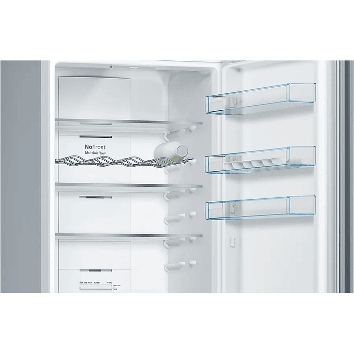 Serie 4 Frigorífico combinado de libre instalación 186 x 60 cm Acero antihuellas, Total NoFrost, Compresor inverter 5