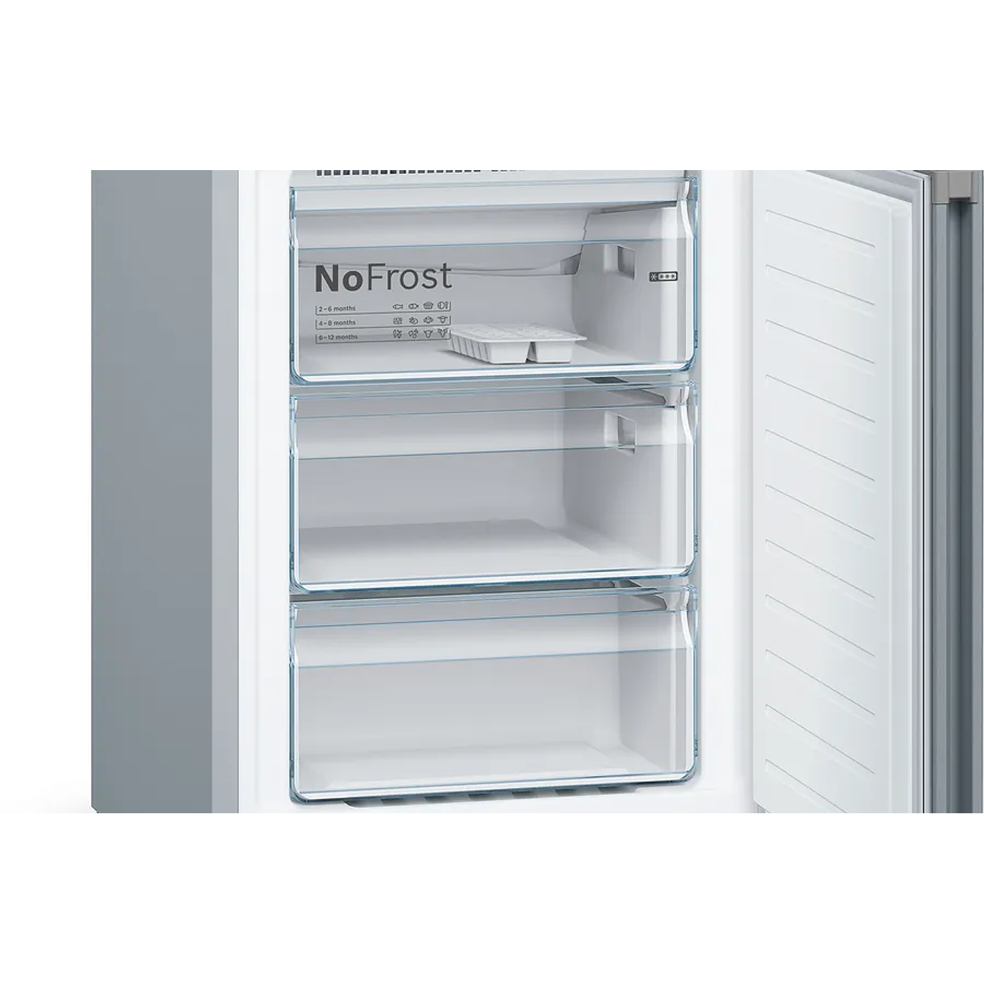 Serie 4 Frigorífico combinado de libre instalación 186 x 60 cm Acero antihuellas, Total NoFrost, Compresor inverter 7