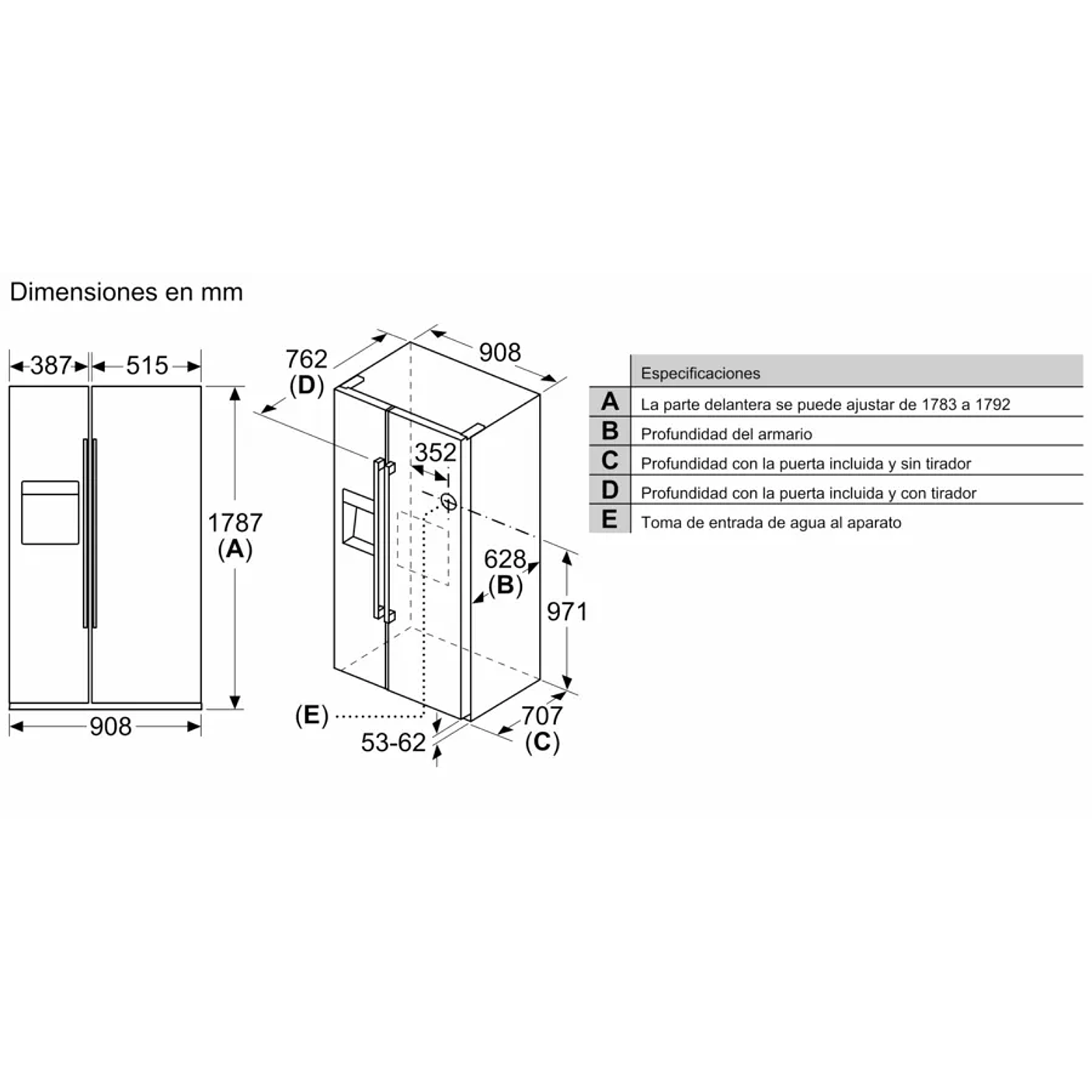 iQ500 Frigorífico americano 178.7 x 90.8 cm Acero antihuellas, Total noFrost 10