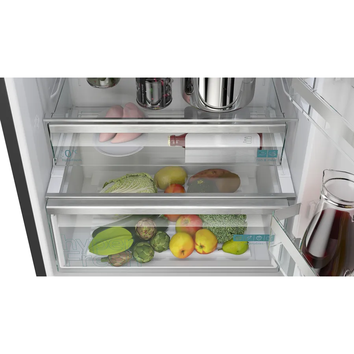 iQ500 Frigorífico combinado de libre instalación 203 x 70 cm Acero negro antihuellas, Total noFrost 5