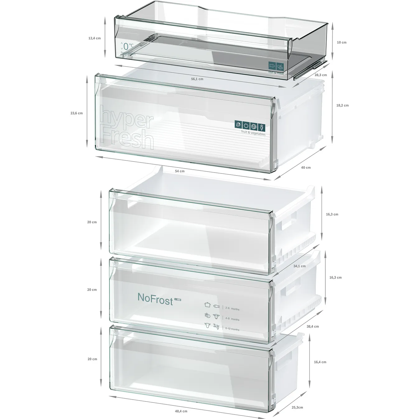 iQ300 Frigorífico combinado de libre instalación 203 x 70 cm Acero antihuellas, Total noFrost 12