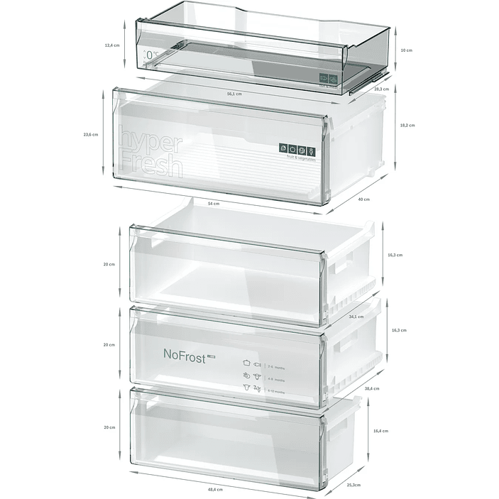 iQ300 Frigorífico combinado de libre instalación 203 x 70 cm Acero antihuellas, Total noFrost 12