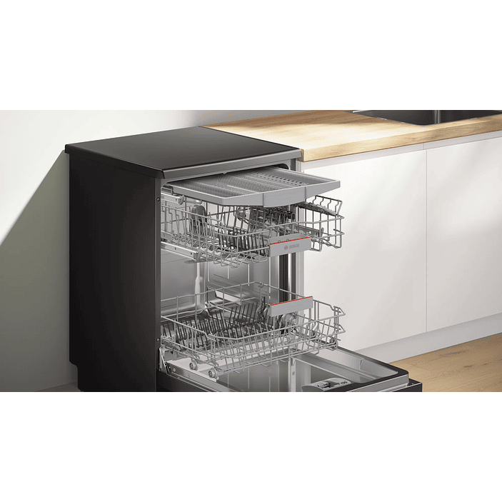 Serie 4 Lavavajillas de libre instalación 60 cm Acero negro antihuellas 12 cubiertos BOSCH 8