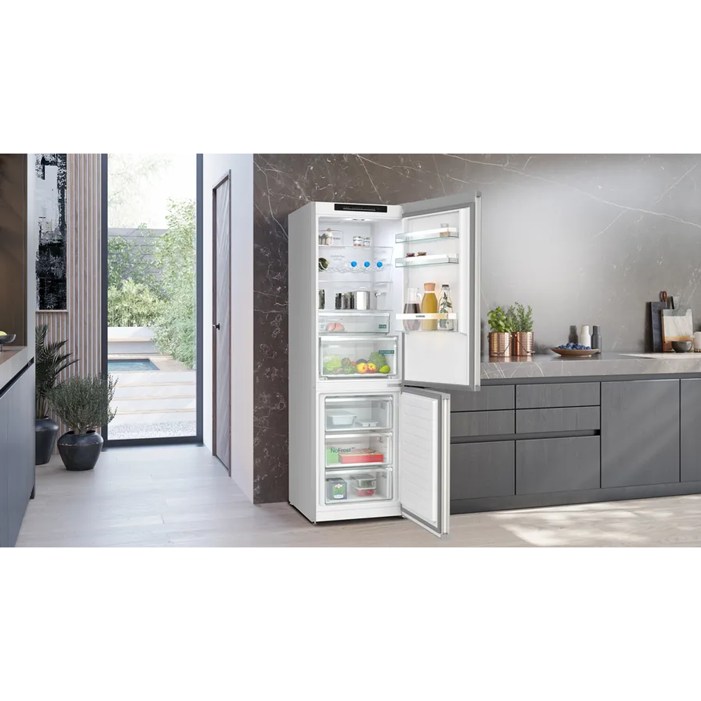 iQ300 SIEMENS Frigorífico combinado de libre instalación 186 x 60 cm Acero antihuellas, Total noFrost 4