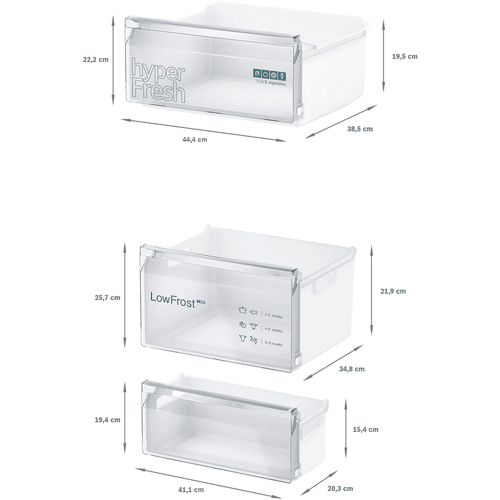 iQ300 SIEMENS Frigorífico combinado de libre instalación 186 x 60 cm Acero antihuellas, Total noFrost 10