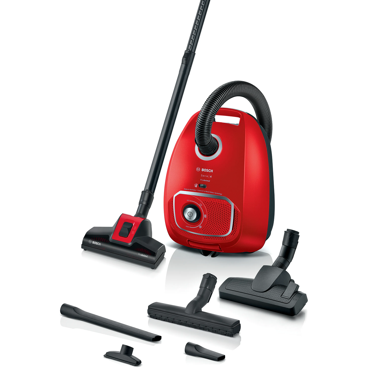 Serie 4 Aspirador con bolsa ProAnimal Rojo con Filtro Higiénico Lavable BOSCH 1