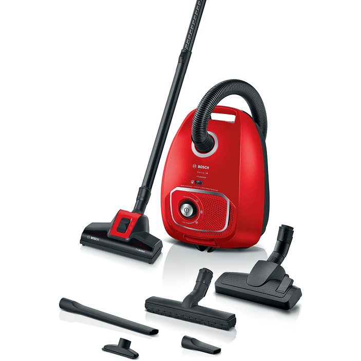 Serie 4 Aspirador con bolsa ProAnimal Rojo con Filtro Higiénico Lavable BOSCH 1