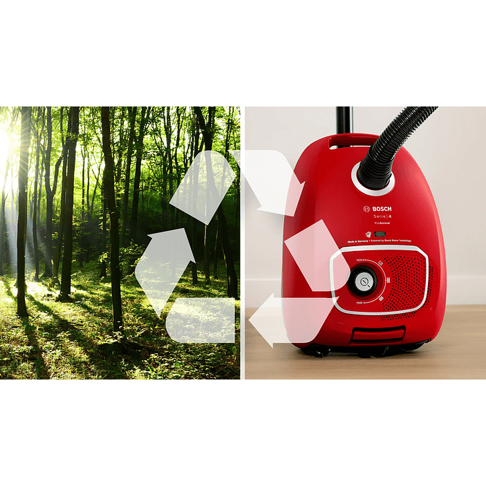 Serie 4 Aspirador con bolsa ProAnimal Rojo con Filtro Higiénico Lavable BOSCH 5