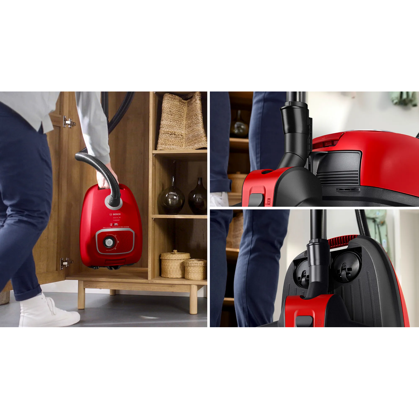 Serie 4 Aspirador con bolsa ProAnimal Rojo con Filtro Higiénico Lavable BOSCH 17