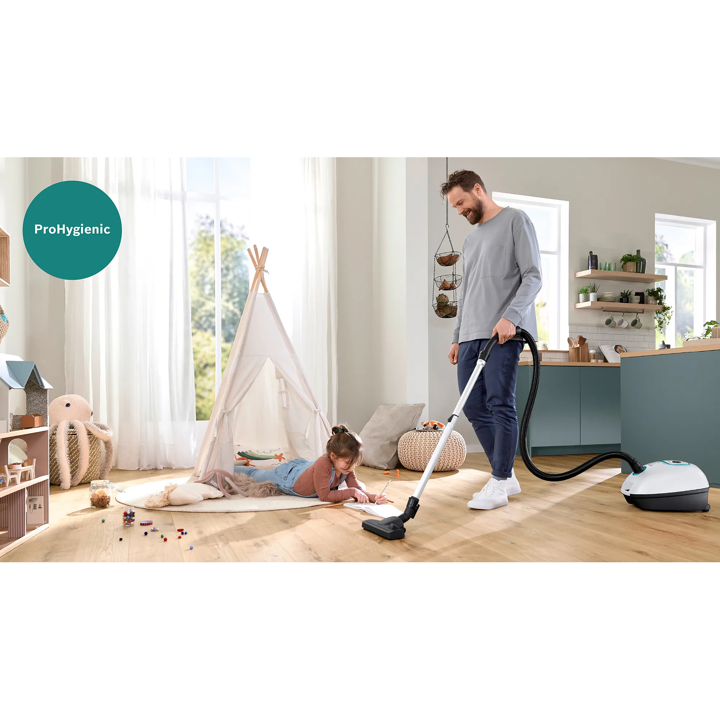 Serie 4 Aspirador con bolsa ProHygienic Blanco BOSCH 5