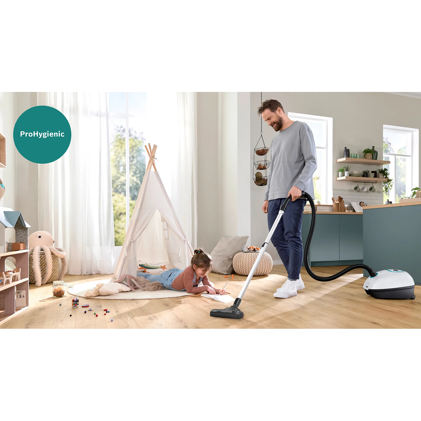 Serie 4 Aspirador con bolsa ProHygienic Blanco BOSCH 7