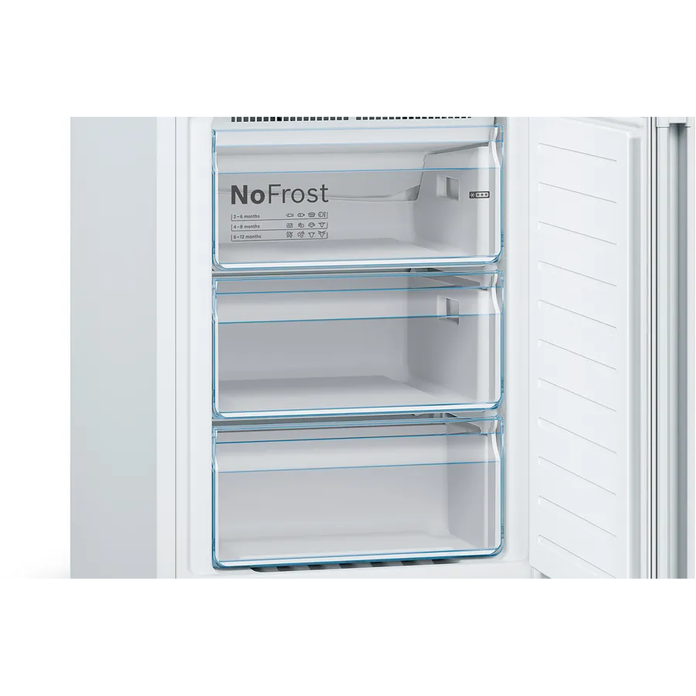Serie 4 Frigorífico combinado de libre instalación 186 x 60 cm Blanco, Total NoFrost BOSCH 6
