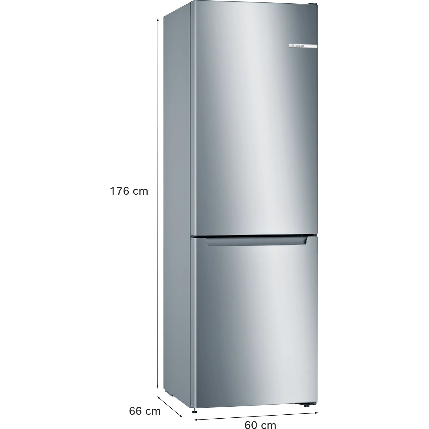 Serie 2 Frigorífico combinado de libre instalación 176 x 60 cm Acero mate antihuellas, Total NoFrost BOSCH 5