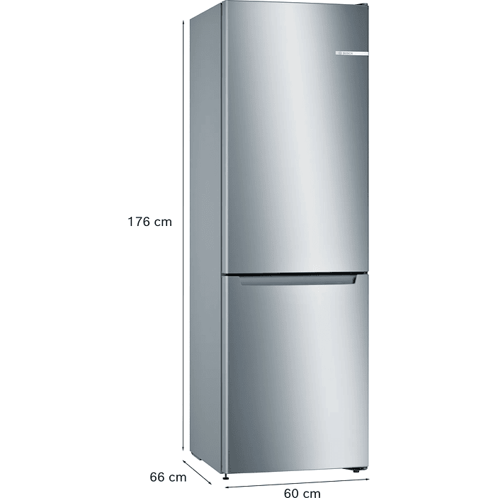 Serie 2 Frigorífico combinado de libre instalación 176 x 60 cm Acero mate antihuellas, Total NoFrost BOSCH 5