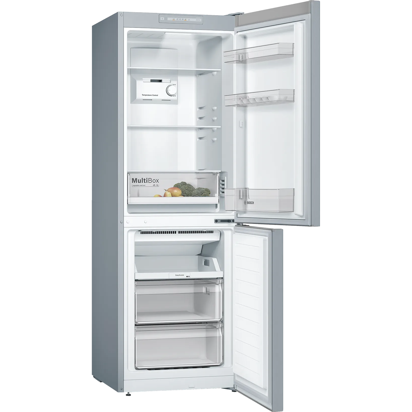 Serie 2 Frigorífico combinado de libre instalación 176 x 60 cm Acero mate antihuellas, Total NoFrost BOSCH 2