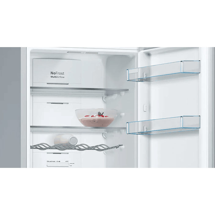 Serie 4 Frigorífico combinado de libre instalación 186 x 60 cm Acero mate antihuellas, Total NoFrost BOSCH 5