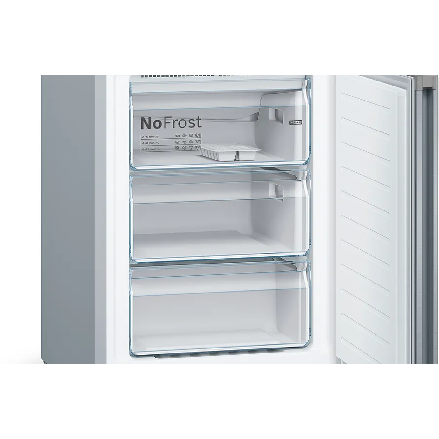 Serie 4 Frigorífico combinado de libre instalación 186 x 60 cm Acero mate antihuellas, Total NoFrost BOSCH 7