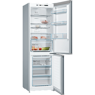 Serie 4 Frigorífico combinado de libre instalación 186 x 60 cm Acero mate antihuellas, Total NoFrost BOSCH