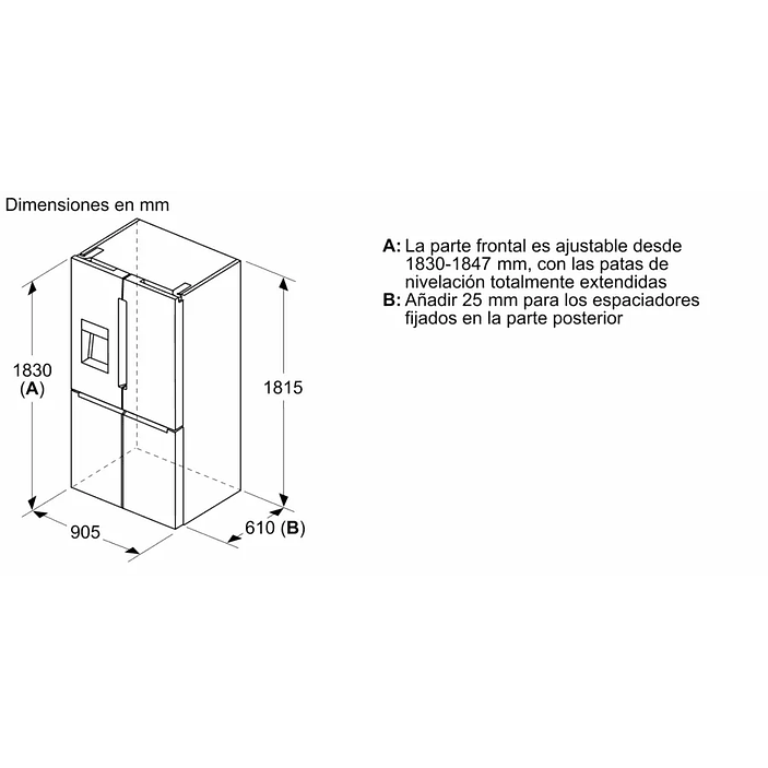 Serie 6 Multipuerta 183 x 90.5 cm Acero antihuellas, Total NoFrost BOSCH 20