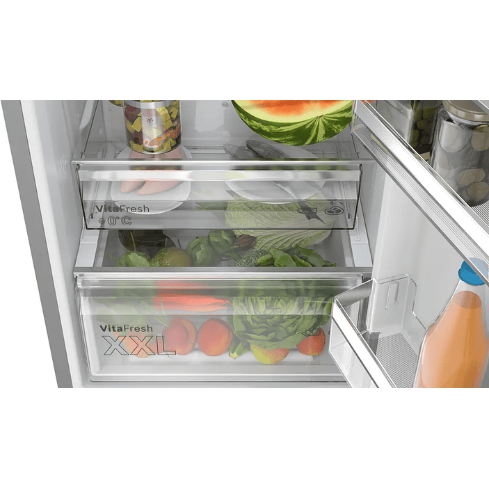 Serie 4 Frigorífico combinado de libre instalación 203 x 60 cm Acero antihuellas, Total NoFrost, MultiAir Flow BOSCH 9