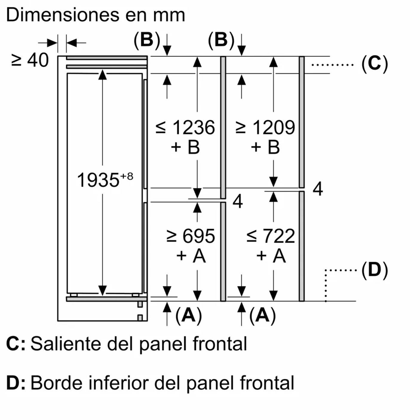Serie 4 Frigorífico combi integrable 193.5 x 55.8 cm Puerta fija, EcoAirflow BOSCH 17