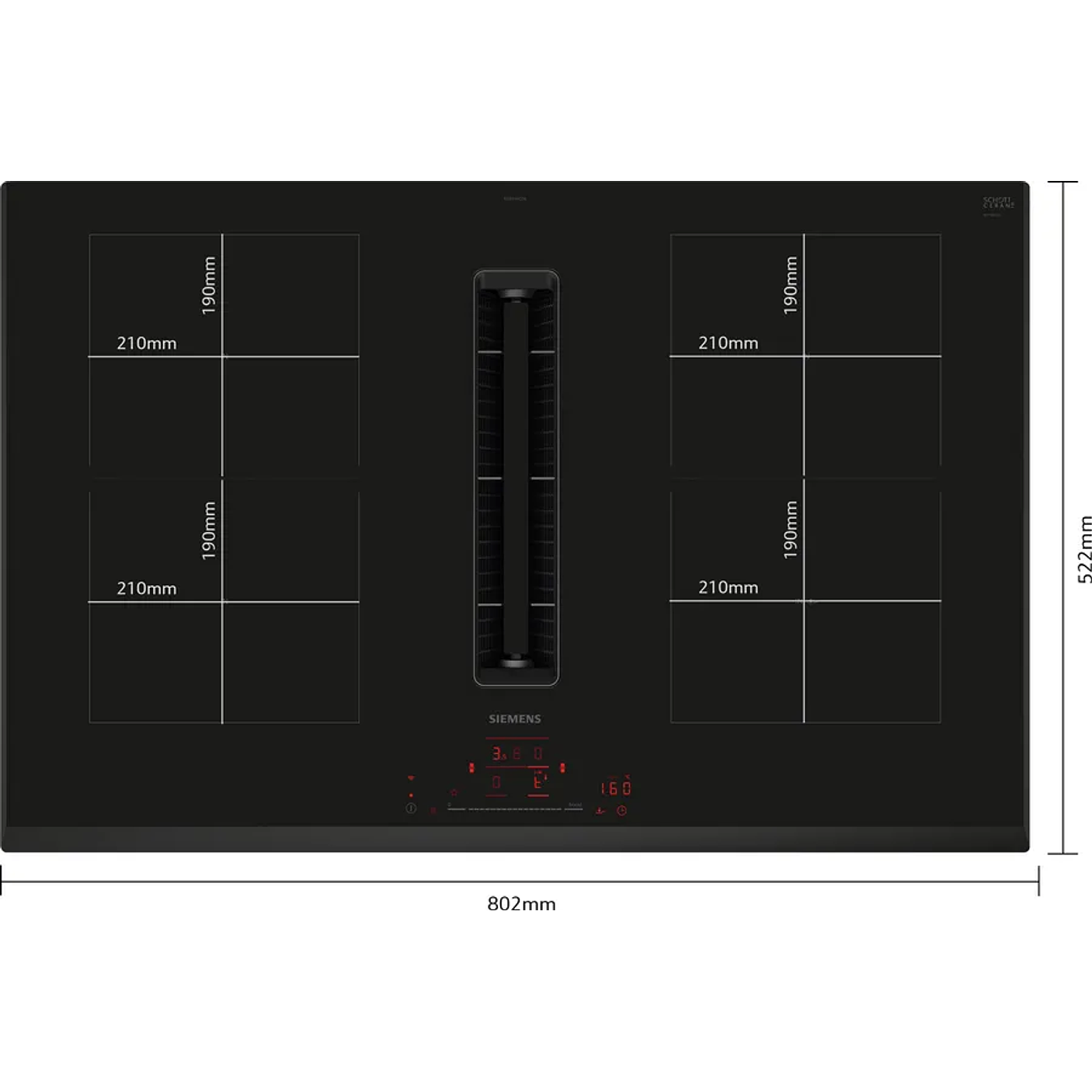 iQ500 SIEMENS Placa de inducción con extractor integrado 80 cm sin perfiles 4