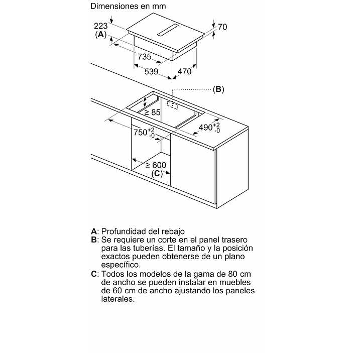 iQ500 SIEMENS Placa de inducción con extractor integrado 80 cm sin perfiles 18