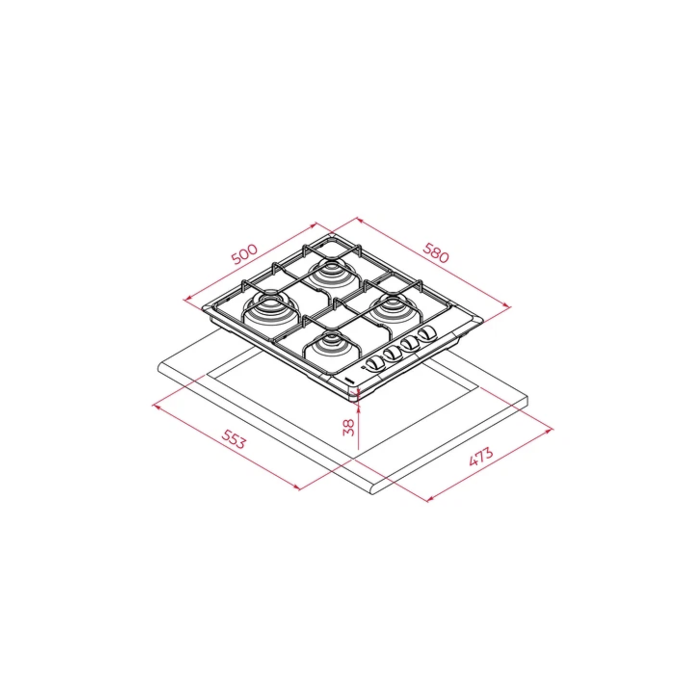 HLX 640 KL Placa de Cocción a Gas Butano 4 Fuegos Acero Inoxidable TEKA 4