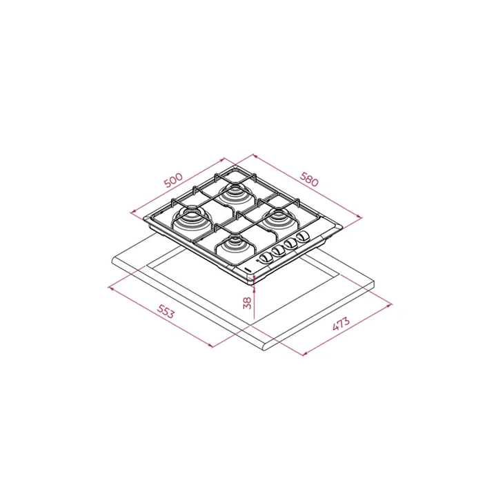 HLX 640 KL Placa de Cocción a Gas Butano 4 Fuegos Acero Inoxidable TEKA 4
