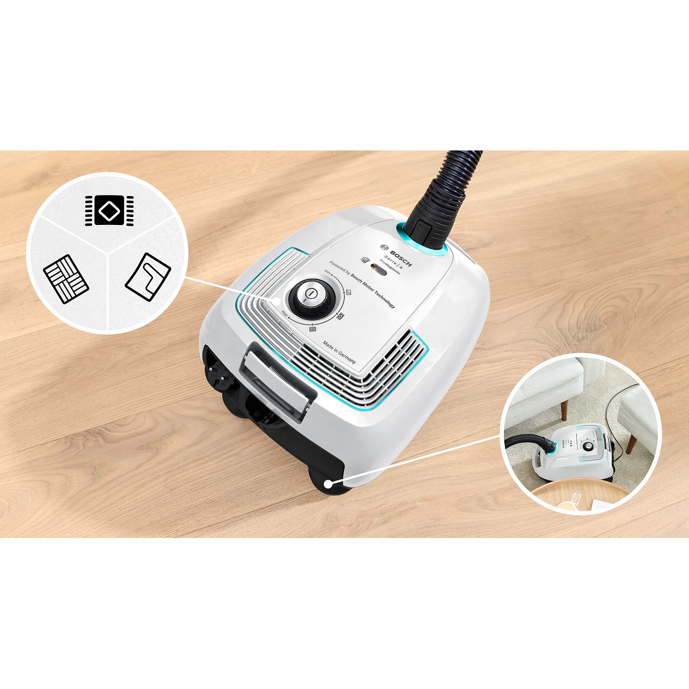 Serie 4 Aspirador con bolsa Blanco BOSCH 15