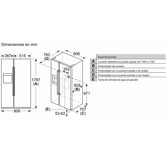 Serie 6 Frigorífico americano 178.7 x 90.8 cm Acero antihuellas, Total NoFrost 13
