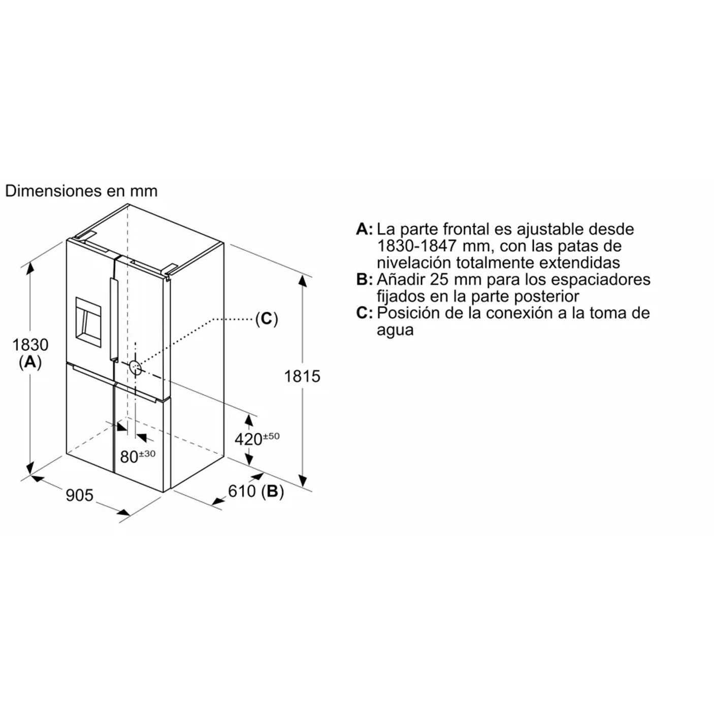 Serie 6 Multipuerta 183 x 90.5 cm Acero antihuellas, Total NoFrost 20