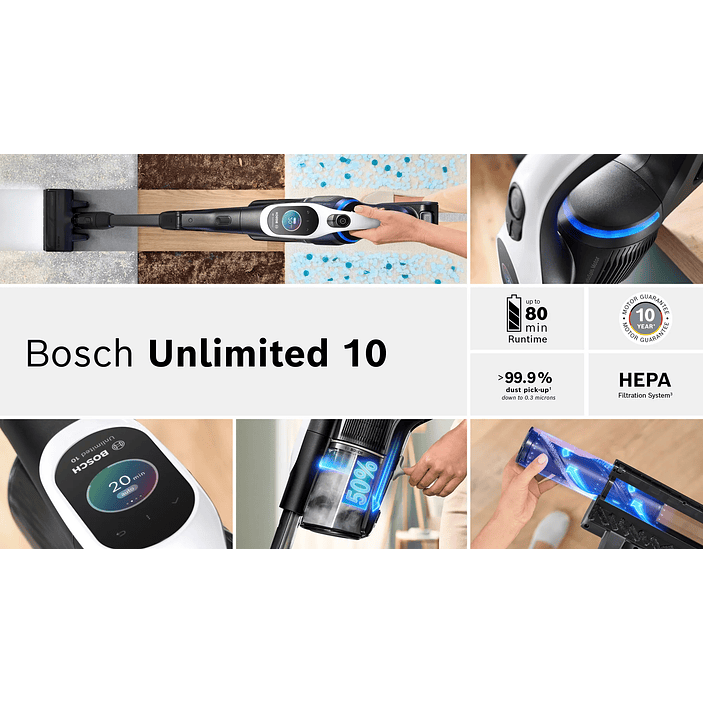 Aspiradora sin cable Unlimited 10 Blanco BOSCH 16