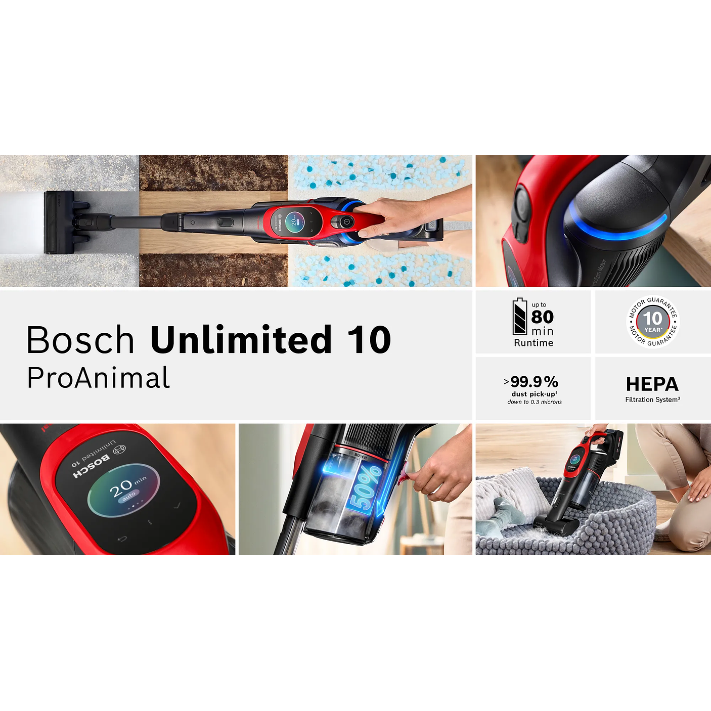 Aspiradora sin cable Unlimited 10 ProAnimal Rojo BOSCH 8