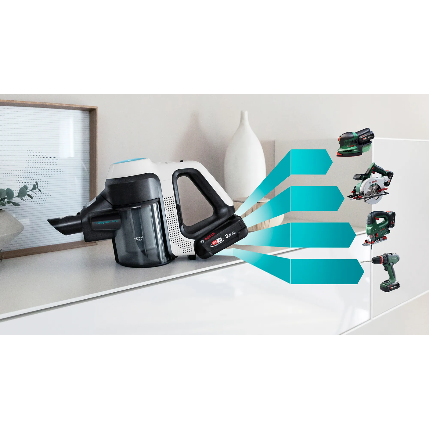 2 en 1: aspiradora y mopa recargable Unlimited 7 ProHygienic Aqua Blanco BOSCH 9