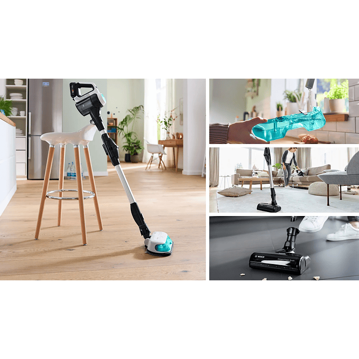 2 en 1: aspiradora y mopa recargable Unlimited 7 ProHygienic Aqua Blanco BOSCH 10