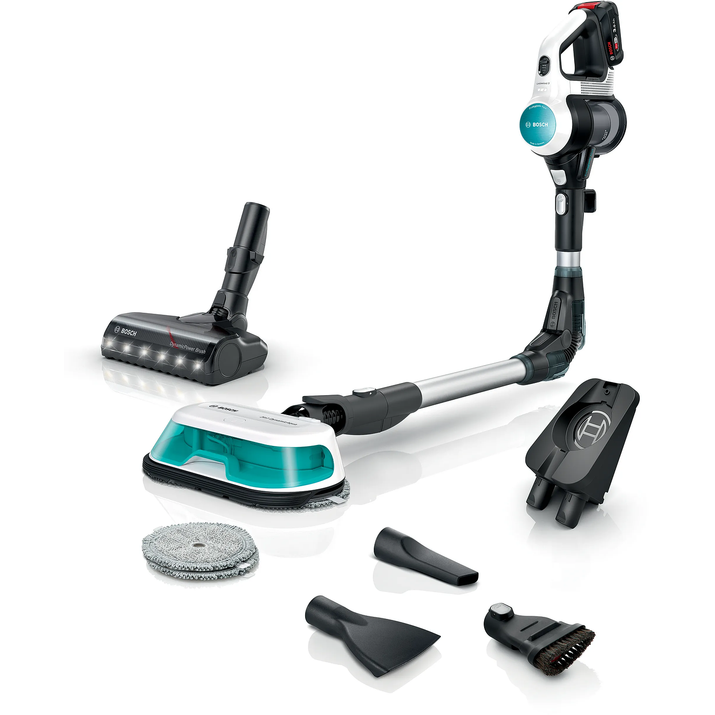 2 en 1: aspiradora y mopa recargable Unlimited 7 ProHygienic Aqua Blanco BOSCH 1