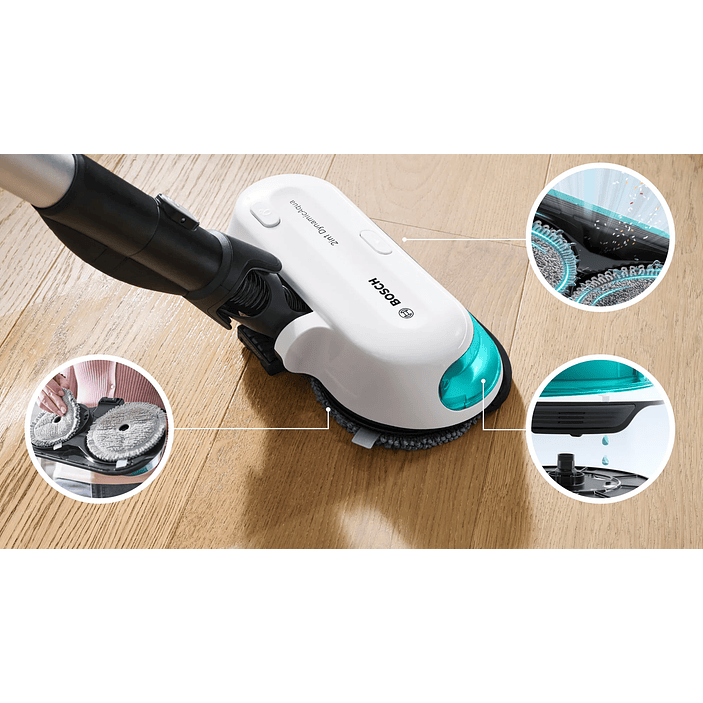 2 en 1: aspiradora y mopa recargable Unlimited 7 ProHygienic Aqua Blanco BOSCH 12