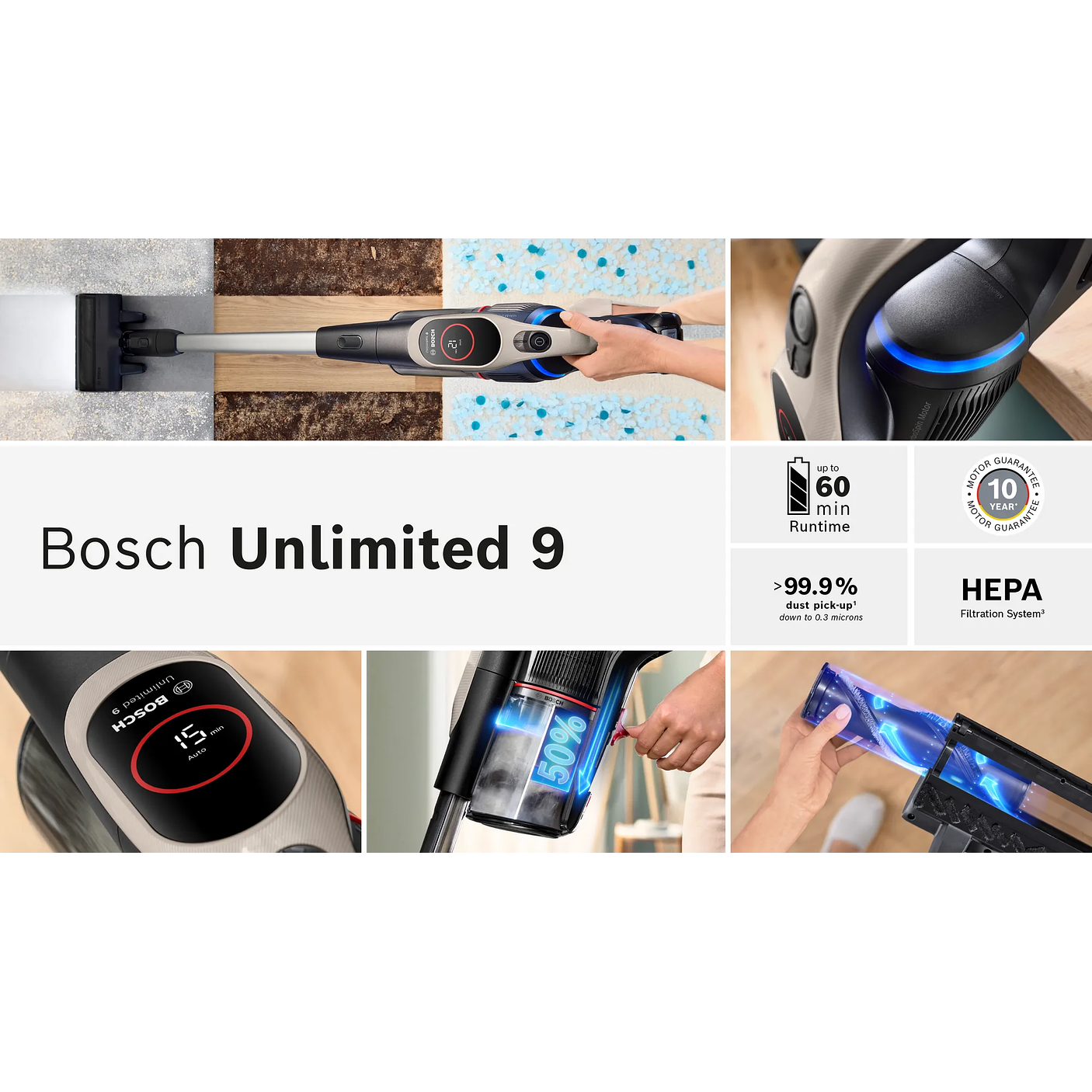 Aspiradora sin cable Unlimited 9 Acero BOSCH 14