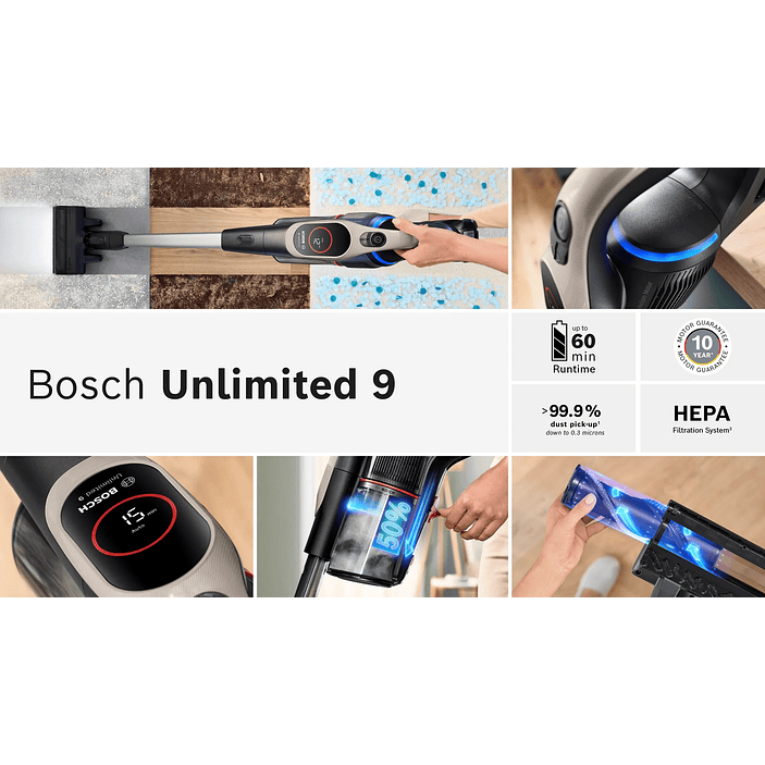 Aspiradora sin cable Unlimited 9 Acero BOSCH 14