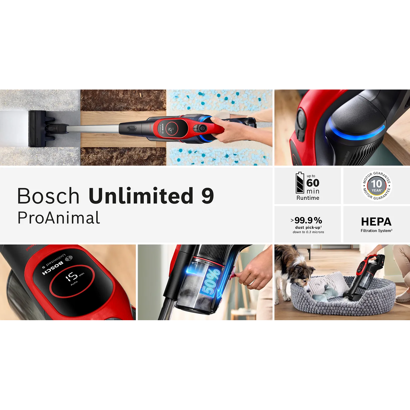 Aspiradora sin cable Unlimited 9 ProAnimal Rojo BOSCH 10