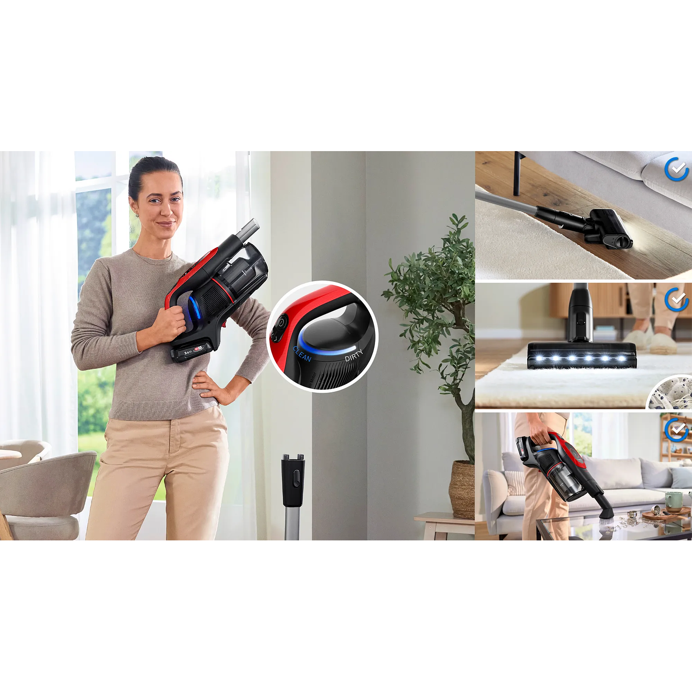 Aspiradora sin cable Unlimited 9 ProAnimal Rojo BOSCH 18