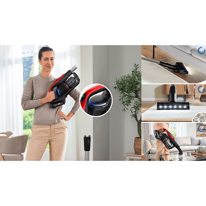 Aspiradora sin cable Unlimited 9 ProAnimal Rojo BOSCH 18