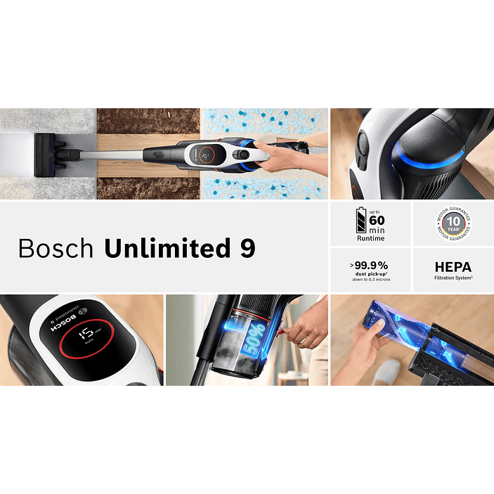 Aspiradora sin cable Unlimited 9 Blanco BOSCH 5