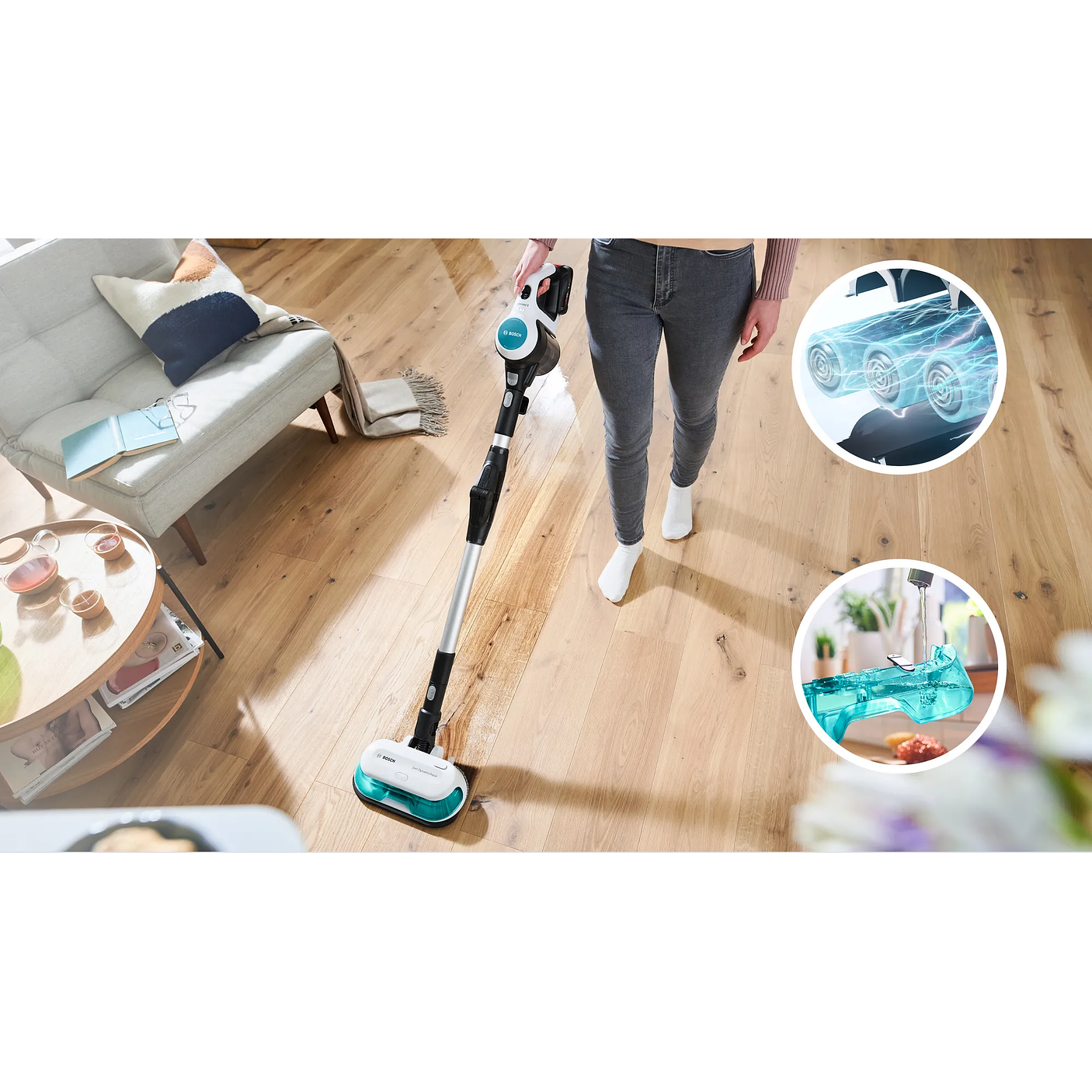 2 en 1: aspiradora y mopa recargable Unlimited 7 ProHygienic Aqua Blanco 3