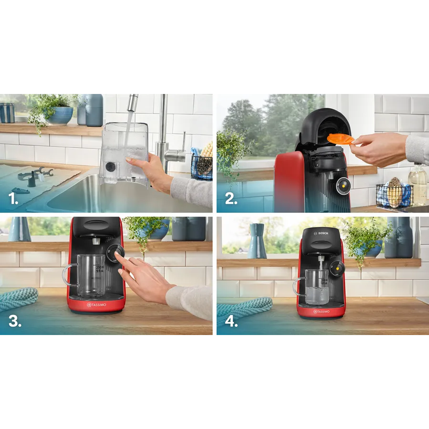 Cafetera multibebida TASSIMO FINESSE friendly Rojo 12