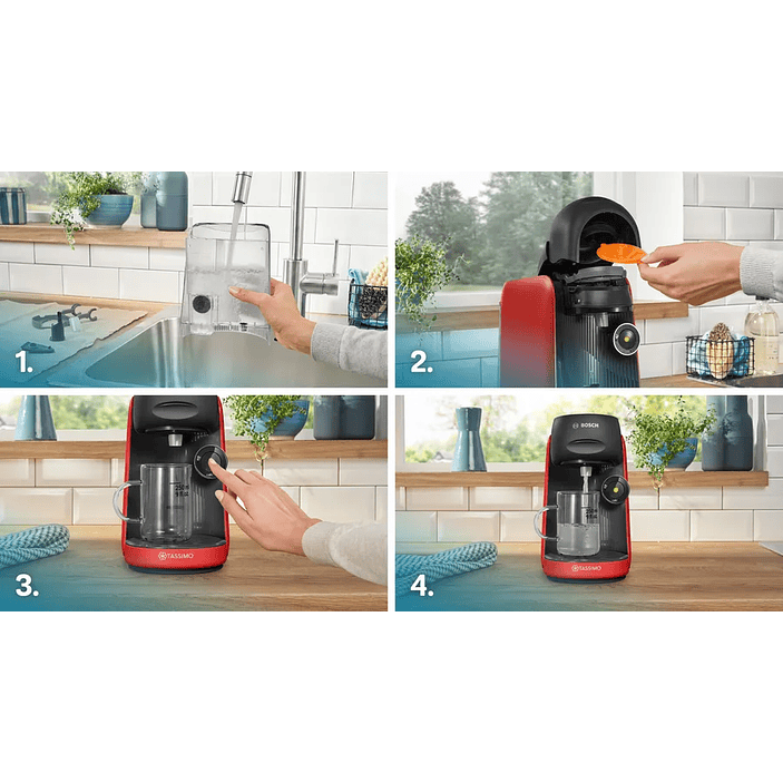 Cafetera multibebida TASSIMO FINESSE friendly Rojo 12