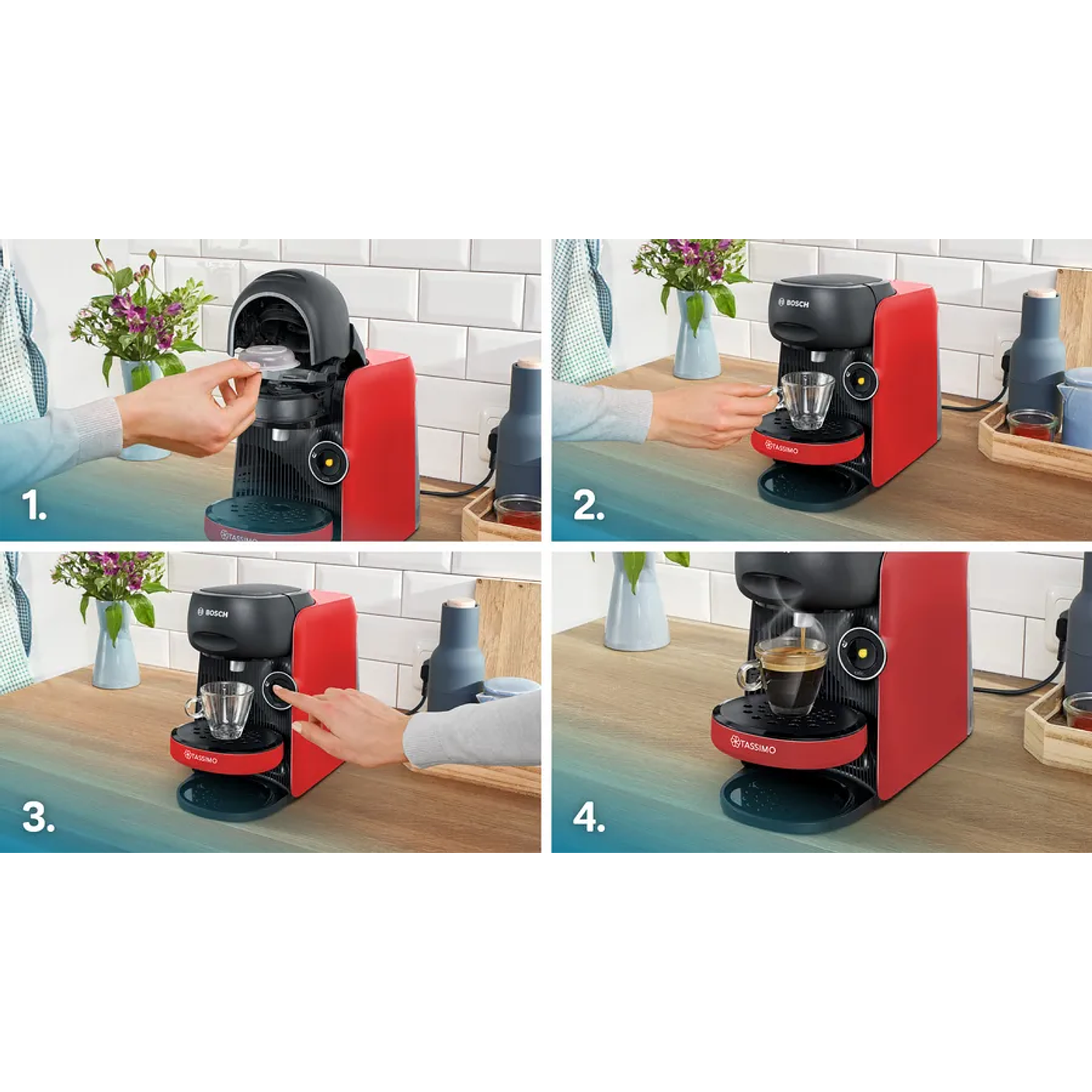 Cafetera multibebida TASSIMO FINESSE friendly Rojo 13