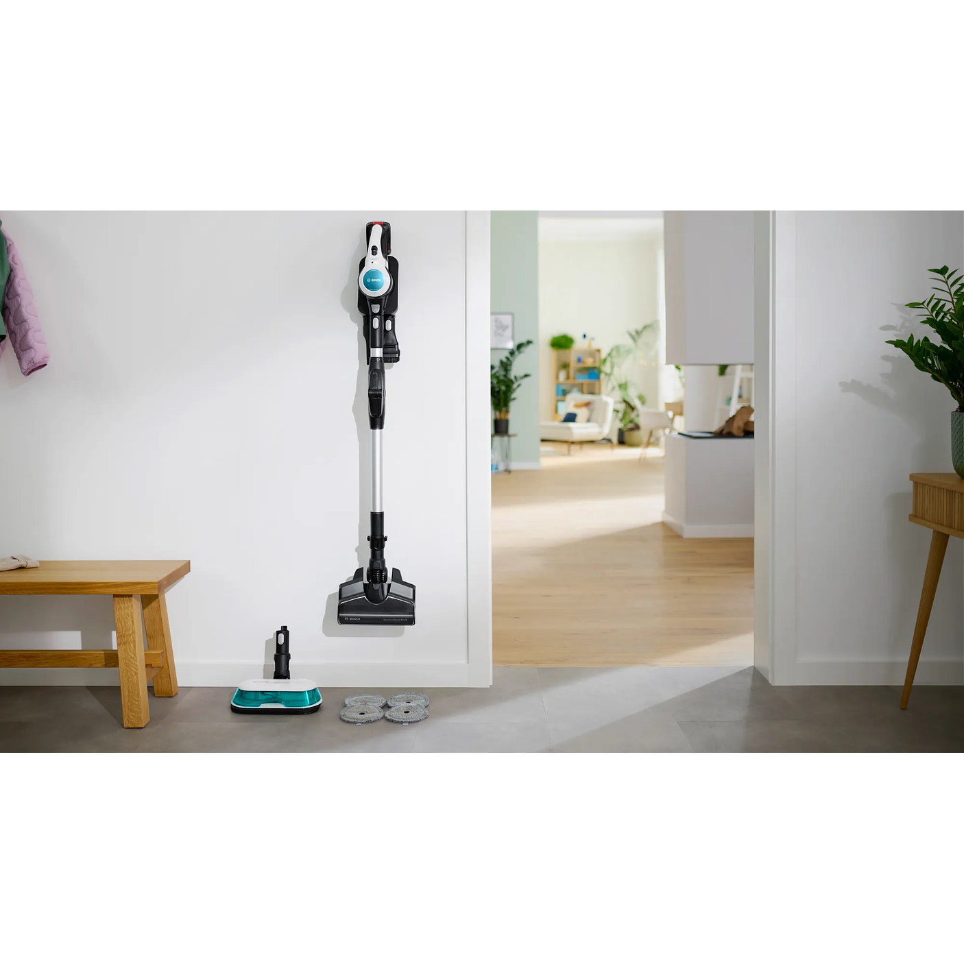 2 en 1: aspiradora y mopa recargable Unlimited 7 ProHygienic Aqua Blanco BOSCH 5